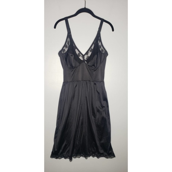 Vintage Slip Dress Nightgown Youthful Creations Black Lace 44 B-C-D Cup Nylon - Picture 10 of 10